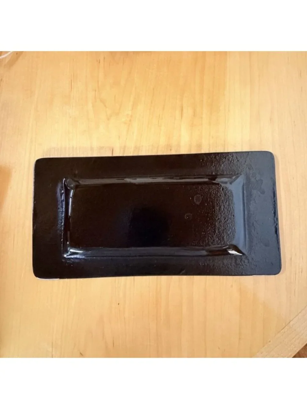 Abstract Geometric Trinket Display Fused Art Glass Rectangular Tray Dish 6 X 12
